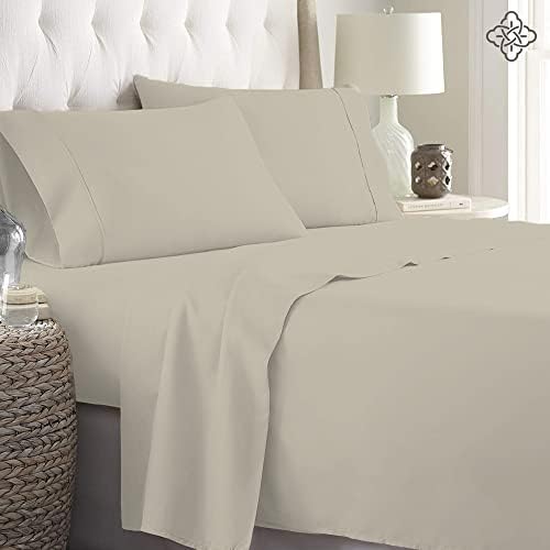 BIOWEAVES 100% Organic Cotton Sheets, 300 Thread Count 4-Piece GOTS Certified Bed Sheet Set Fits Mattress Upto 17" Deep Pocket, Soft & Silky Sateen Weave (California King, Sand)