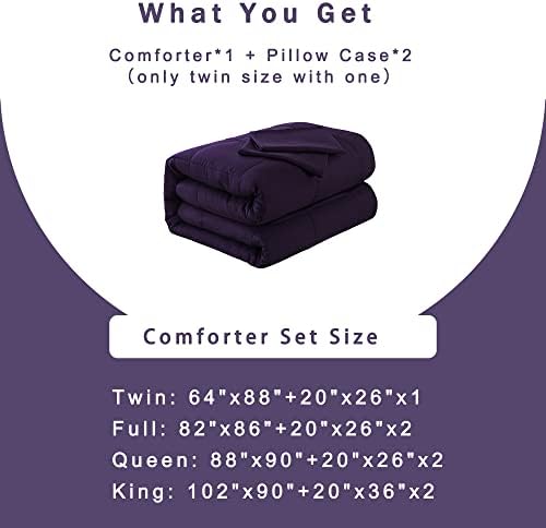 DOWNCOOL Queen Comforter Set -All Season Bedding Comforters Sets with 2 Pillow Cases-3 Pieces Bedding Sets Queen -Down Alternative Purple Queen Size Comforter Sets(88"x92")