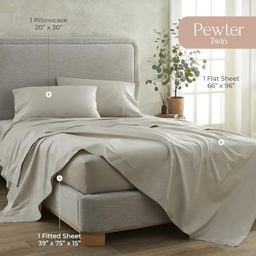 Whisper Organics 100% Organic Cotton Bed Sheets with Deep Pocket 3 Pc. Set