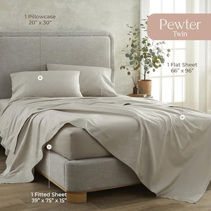 Whisper Organics 100% Organic Cotton Bed Sheets with Deep Pocket 3 Pc. Set