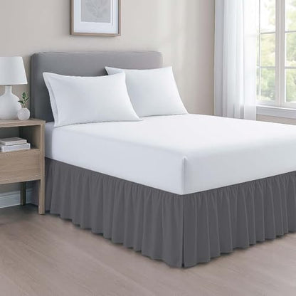 Mattress-Homes Ruffled Bed Skirt Split Corners with Platform, Tailored Fit Wrinkle Free Ultra-Soft Microfiber Dust Ruffle, Upto 21" Drop, Twin, Dark Grey