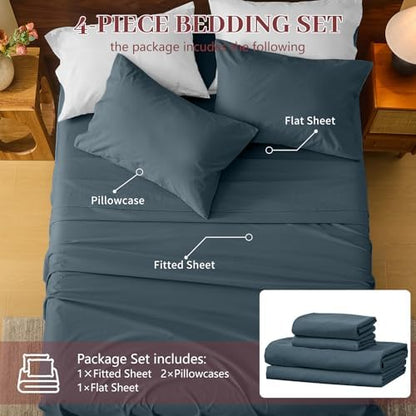 MEISHANG 100% French Linen Sheets California King,6 Pcs,18-24" Deep Pocket