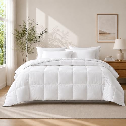 Down Fiber Comforter Oversize King, Lightweight Summer Duvet Insert White