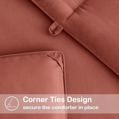 EASELAND Twin XL Down Alternative Comforter, Terracotta, 68x92 Inches