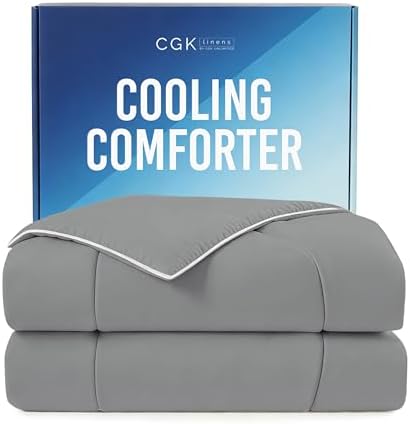 Cooling Comforter Full/Queen Size - Cooling Blanket - 90x90 (Dark Grey)