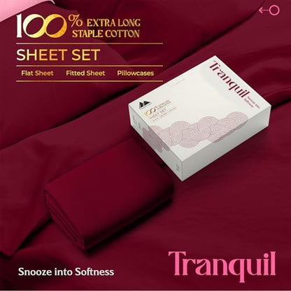 Mayfair Linen Egyptian Cotton Sheets King Size - Luxury 800 Series High Thread Count King Sheets (4 PC, Burgundy), Soft Cooling 16" Deep Pocket Hotel Quality Bed Sheet Set - Tranquil Collection