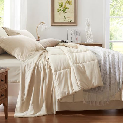 Anluoer Queen Comforter Set 7 Piece, Soft Bed in a Bag Queen Bedding Sets