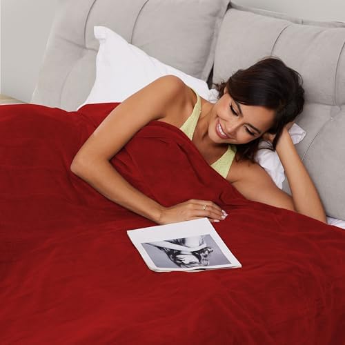 ReyyNio Electric Heated Blanket Twin Size 62"x84", 10H Auto-Off, Red