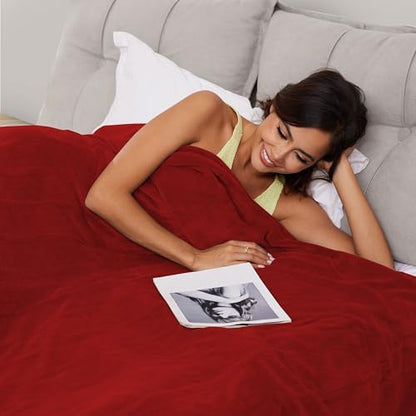 ReyyNio Electric Heated Blanket Twin Size 62"x84", 10H Auto-Off, Red