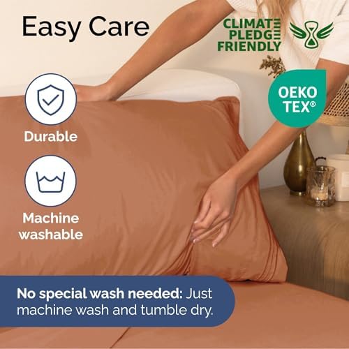 Queen Size 4 Piece Sheet Set - Ultra Soft & Cooling Bed Sheets - Warm Peach