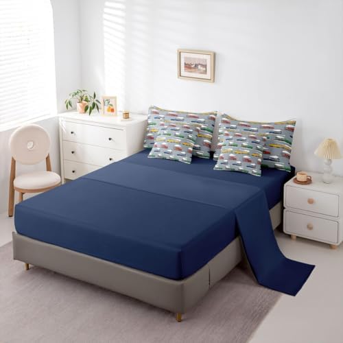 Feelyou Vintage Train Comforter Set Twin Size 7 Pcs Bedding Set Boys Girls