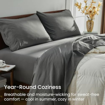 GOKOTTA 4 Piece Full Size Sheets Set - Soft, Breathable & Cozy - Dark Grey
