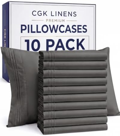 Queen Pillow Cases Set of 10 - Ultra Soft Pillowcase Covers - Charcoal