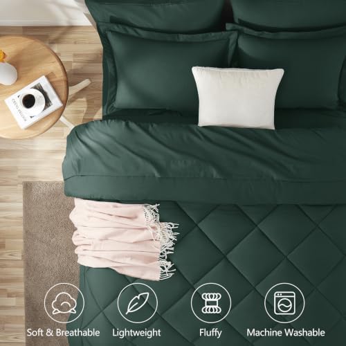 CozyLux Twin XL Comforter Set 68"x88" Forest Green - 5 Piece Bed in a Bag