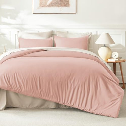 Litanika Blush Pink Super King Plus Comforter Set, 3 Pcs Solid Bedding Set