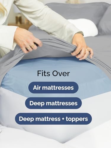 Extra Deep Full Sheet Set - 4 Piece Breathable Cooling Sheets - Steel Blue