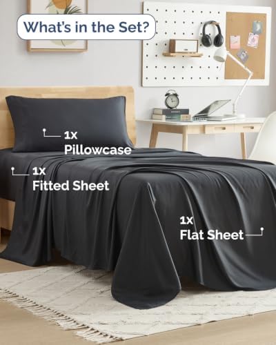 100% Rayon Derived From Bamboo - Bamboo Sheets Twin XL Size - Black