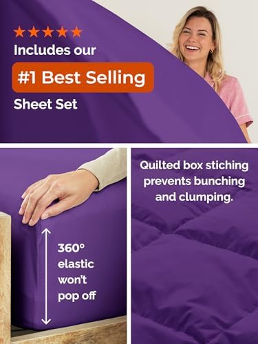 Full Comforter Set - 7 Piece Bed in a Bag Full Size Bed Set, Soft - Purple