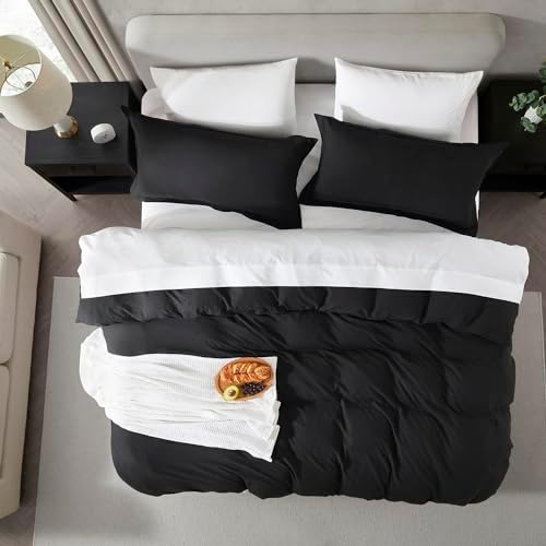 Hearth & Harbor Prewashed California King Duvet Cover Set, Black