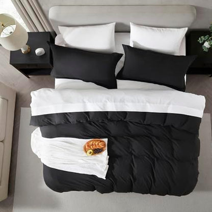 Hearth & Harbor Prewashed California King Duvet Cover Set, Black