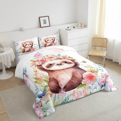 Feelyou Cute Sloth Comforter Set Twin Size Boys Girls Teens