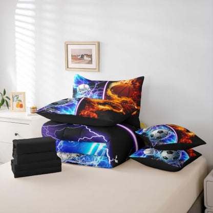 Erosebridal Baseball Soccer Basketball Football Comforter Set with Sheets -