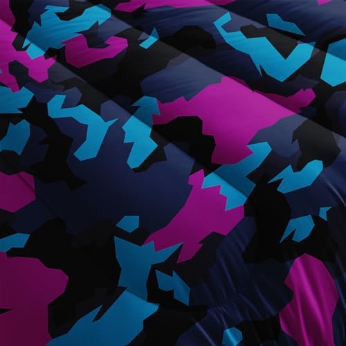 Nttopship Navy Blue Camo Comforter Set for Girls Men，Queen Size Navy Blue Camouflage Bedding Sets for Kids Boys,Ultra Soft Lightweight Kids Room Decor with 1 Comforter with 2 Pillow Case