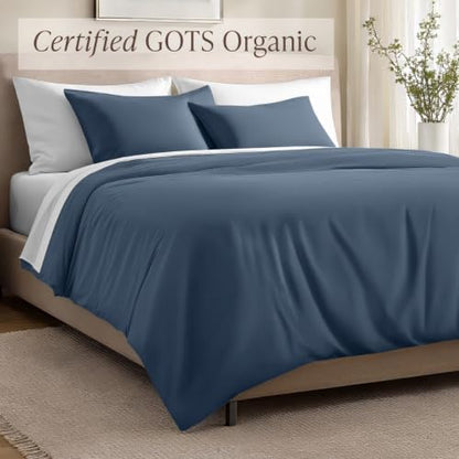 Bare Home 100% Organic Cotton Sateen Duvet Cover Set (Cal King, Bering Sea)