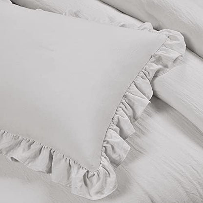 Lush Decor Reyna Ruffle Daybed 6 Piece Set 68" W x 92" L, Light Gray - Gray Bedding Set - Daybed Comforter Set - Ruffled Bedding - Coquette Decor