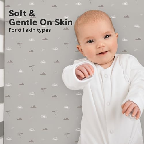 KeaBabies 2pk Organic Cotton Crib Sheets for Boys Girls 52x28, Savannah