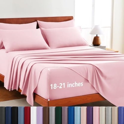 CozyLux Full Sheet Set 6-Piece, 21-Inch Deep Pocket, Soft Brushed Feel