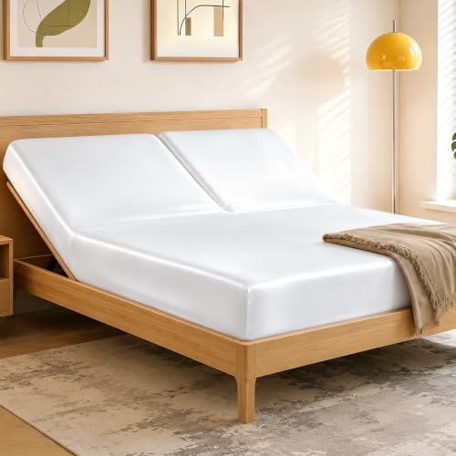 RUDONG M Split Top King Fitted Sheet Only for Adjustable Beds, White