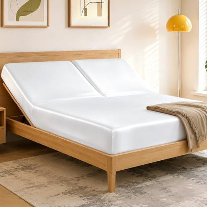 RUDONG M Split Top King Fitted Sheet Only for Adjustable Beds, White