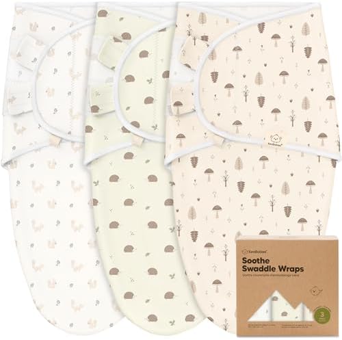 KeaBabies 3-Pack Organic Baby Swaddles for Newborns, Nibbles/Bruce, 0-3M