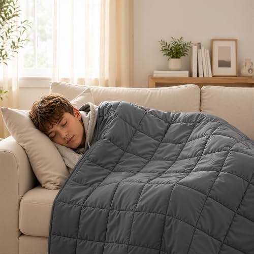 Machine Washable Weighted Blanket for Adults - Heavy Blankets for All-Season Sleeping, Cooling Soft & Breathable with Premium Glass Beads (60” x 80”｜15lbs)