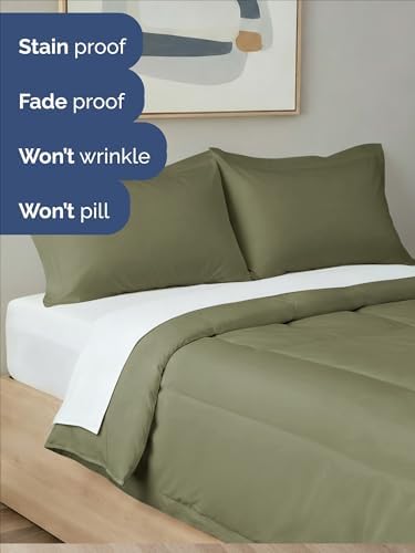 King Comforter Set - Sage Green Bedding for All Seasons - 3 Piece Bed Set