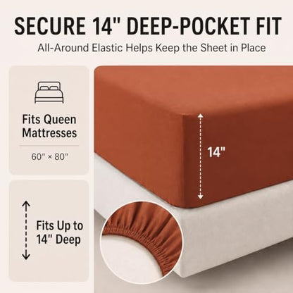 CozyLux Queen Comforter Set Terracotta - 7 Pieces Orange Bed in a Bag