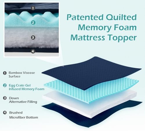 Hansleep Twin XL Mattress Topper College Dorm Memory Foam Soft Mattress Pad