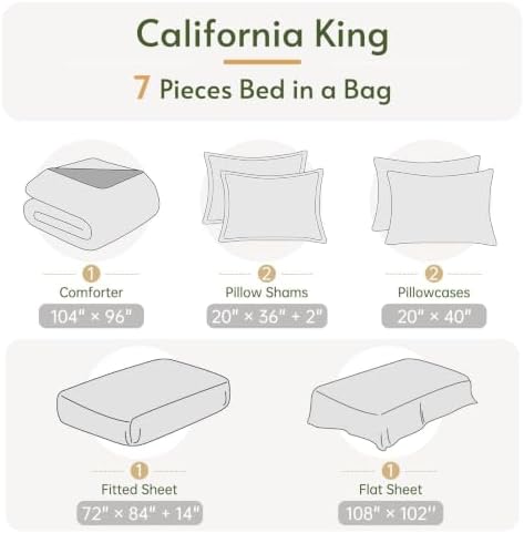 California King Comforter Set, Linen Bed in a Bag, Bedding Set with sheets