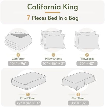 California King Comforter Set, Linen Bed in a Bag, Bedding Set with sheets