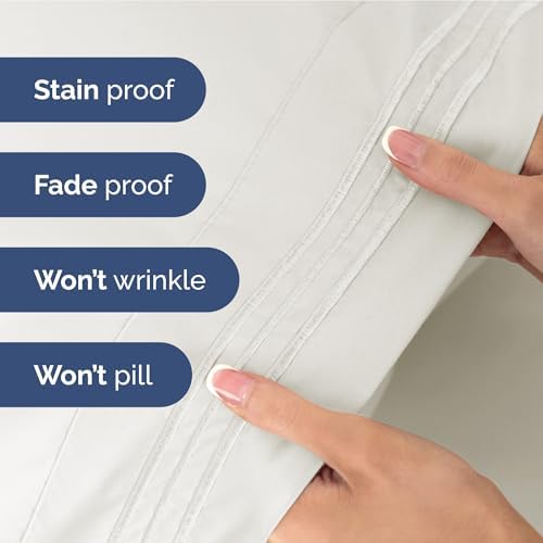Twin XL Size 3 Piece Sheet Set - Soft & Cooling Bed Sheets - Antique White