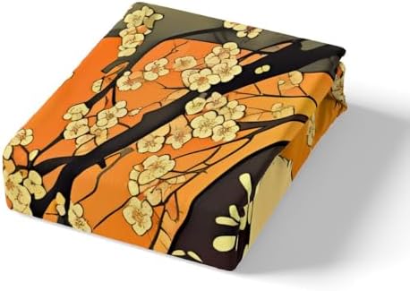 Feelyou Kids Cat Duvet Cover Full Size Cherry Blossoms Bedding Set Boys Girls Sakura Flower Floral Botanical Branches Comforter Cover Set Japanese Style Pattern Bedspread Cover（No Comforter
