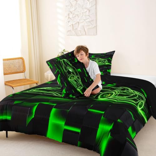 Feelyou Race Car Comforter Set King Size Bedding Set Breathable Soft
