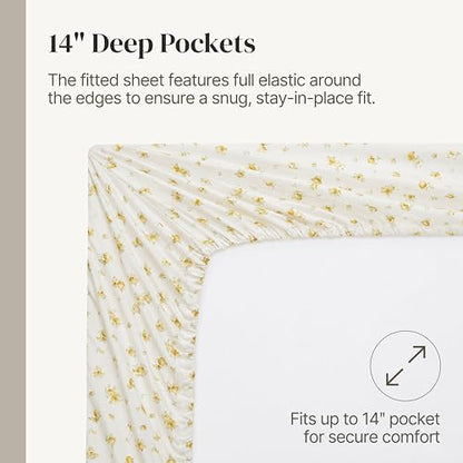 Modern Threads Silky Soft Microfiber and Wrinkle Free Sheets - Luxurious Microfiber Bed Sheets Includes Flat Sheet, Fitted Sheet with Deep Pockets, & Pillowcases Sweet Rose Gold, Full