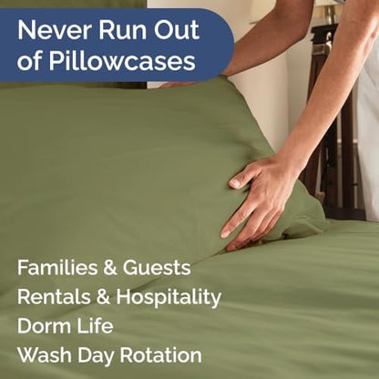 King Pillow Cases Set of 8 - Ultra Soft Pillowcase Covers - Sage Green