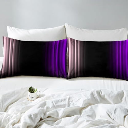 Feelyou Teens Abstract Ombre Decorations Bedding Set for Kids Women Pink Purple and Black Bed Sheets Set Geometric Modern Fitted Sheet Sets Room 4Pcs Full Size
