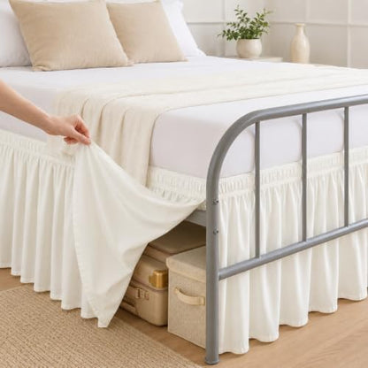 RIMELA Bed Skirt with Split Corners, Queen, 15 Inch Drop, Ivory