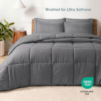 Bare Home Bed-in-A-Bag 7 Piece Set (Full, Grey/Grey)