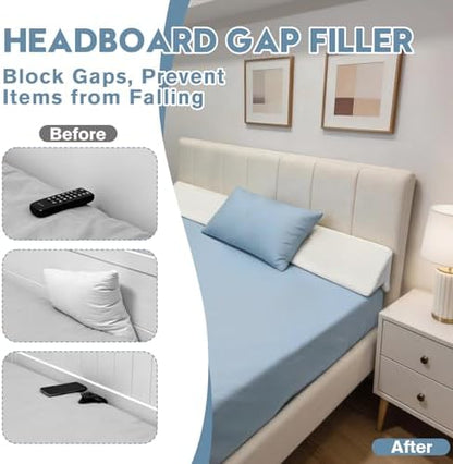 Queen Size Wedge Pillow for Headboard, Mattress Wedge Bed Gap Filler with High-Density Foam and Removable Washable Cover, Prevents Items from Falling