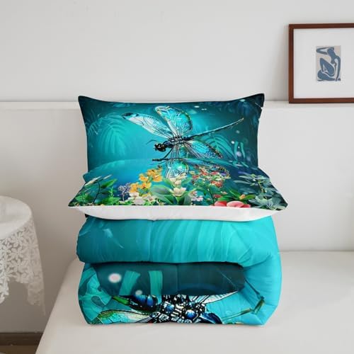 Feelyou Dragonfly Bedding Set King Size 3Pcs for Boys Girls Children